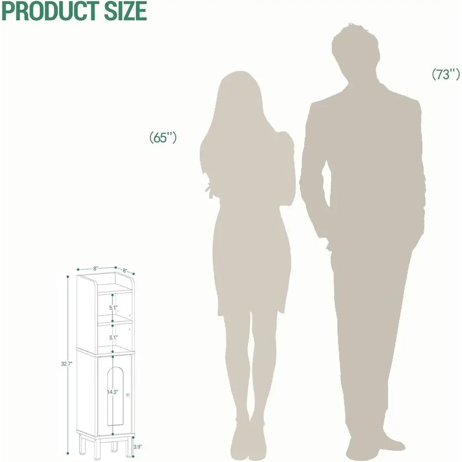 Small Corner Bathroom Storage Cabinet with Door and Adjustable Shelf - Image 2