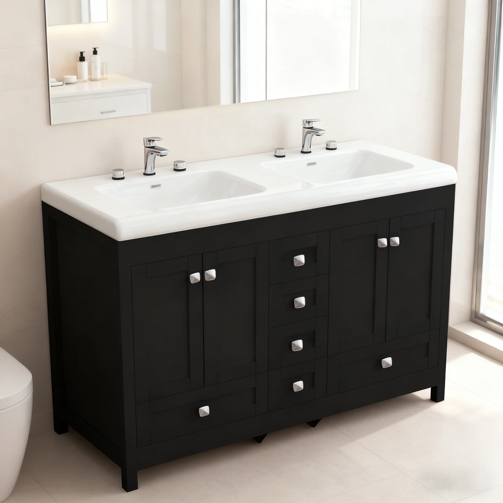 47" Double Sink Bathroom Vanity with Storage - Image 5