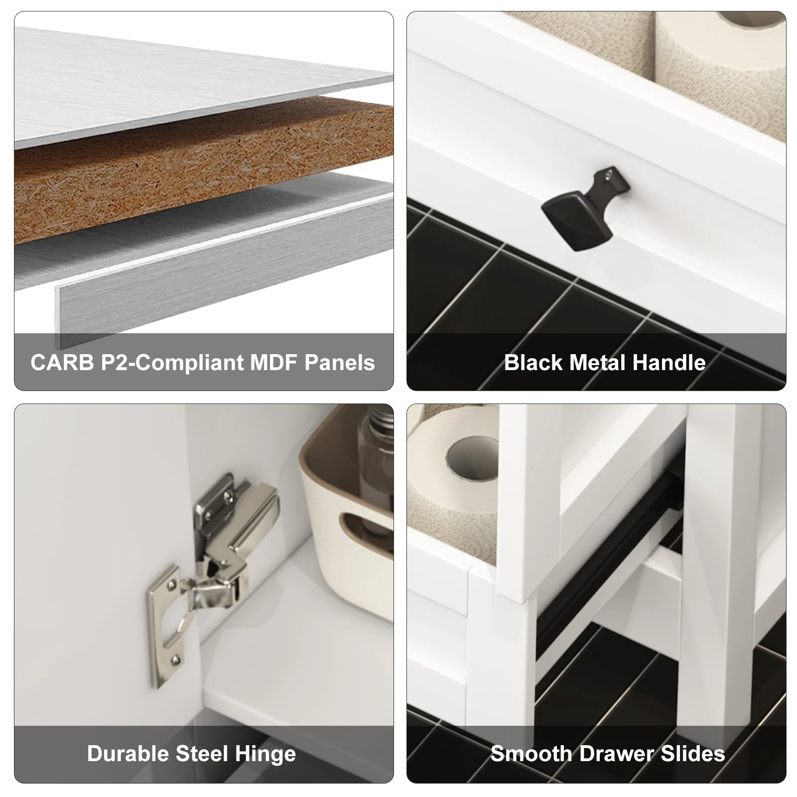 47" Double Sink Bathroom Vanity with Storage - Image 3