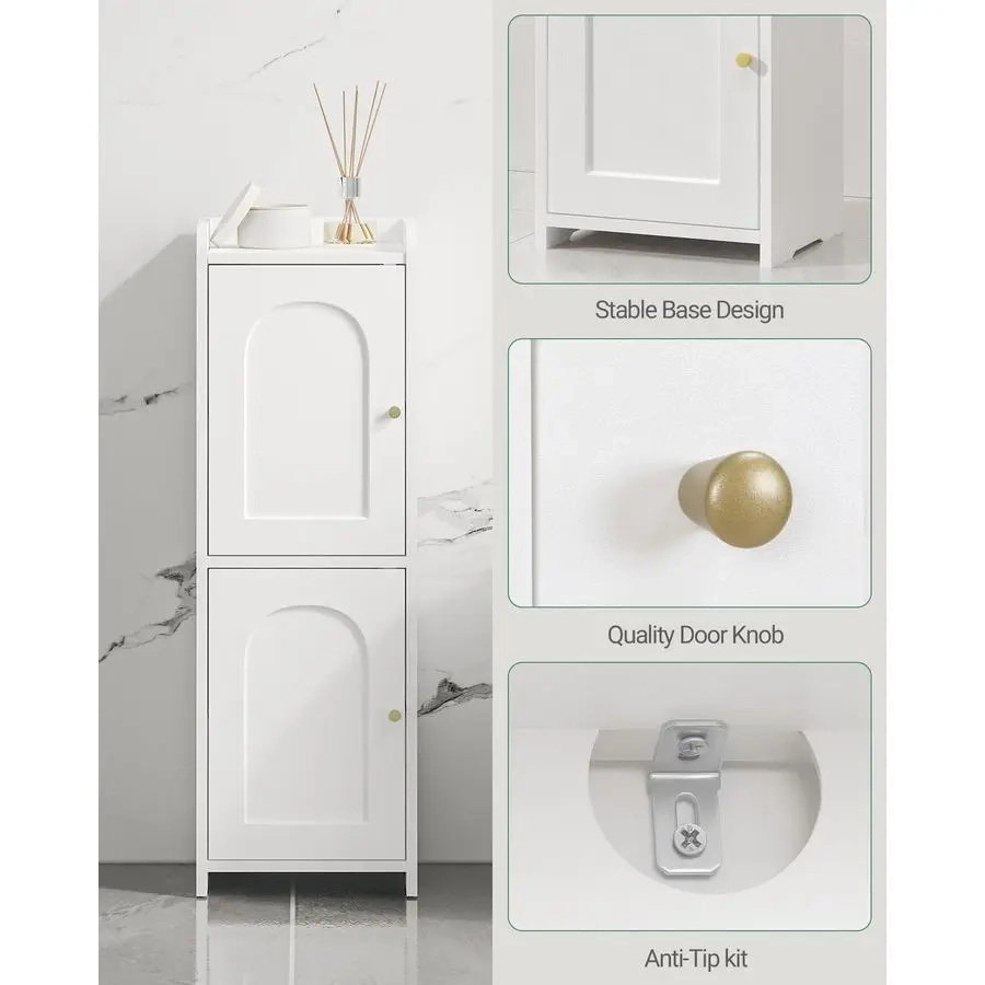 Small Corner Bathroom Storage Cabinet with 2 Doors and Adjustable Shelf - Image 5