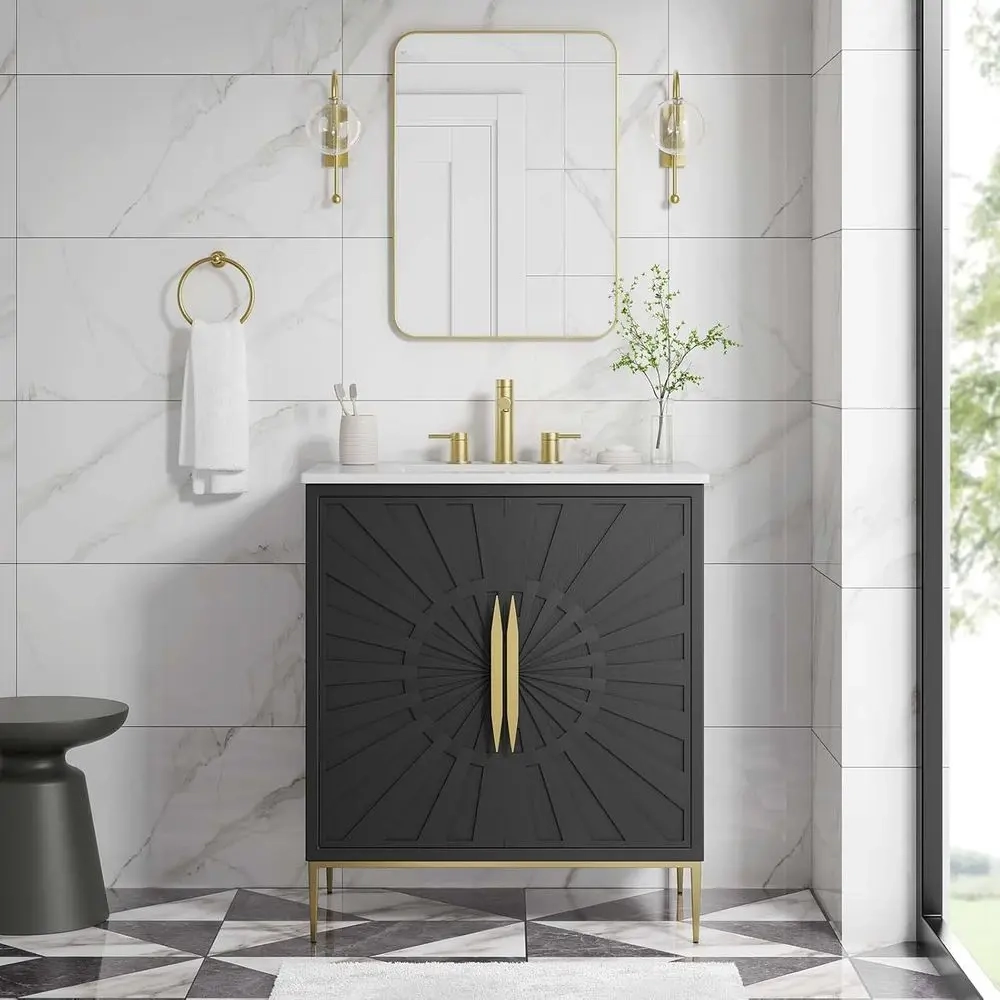 30" Bathroom Vanity Cabinet with Ceramic Sink - Image 2