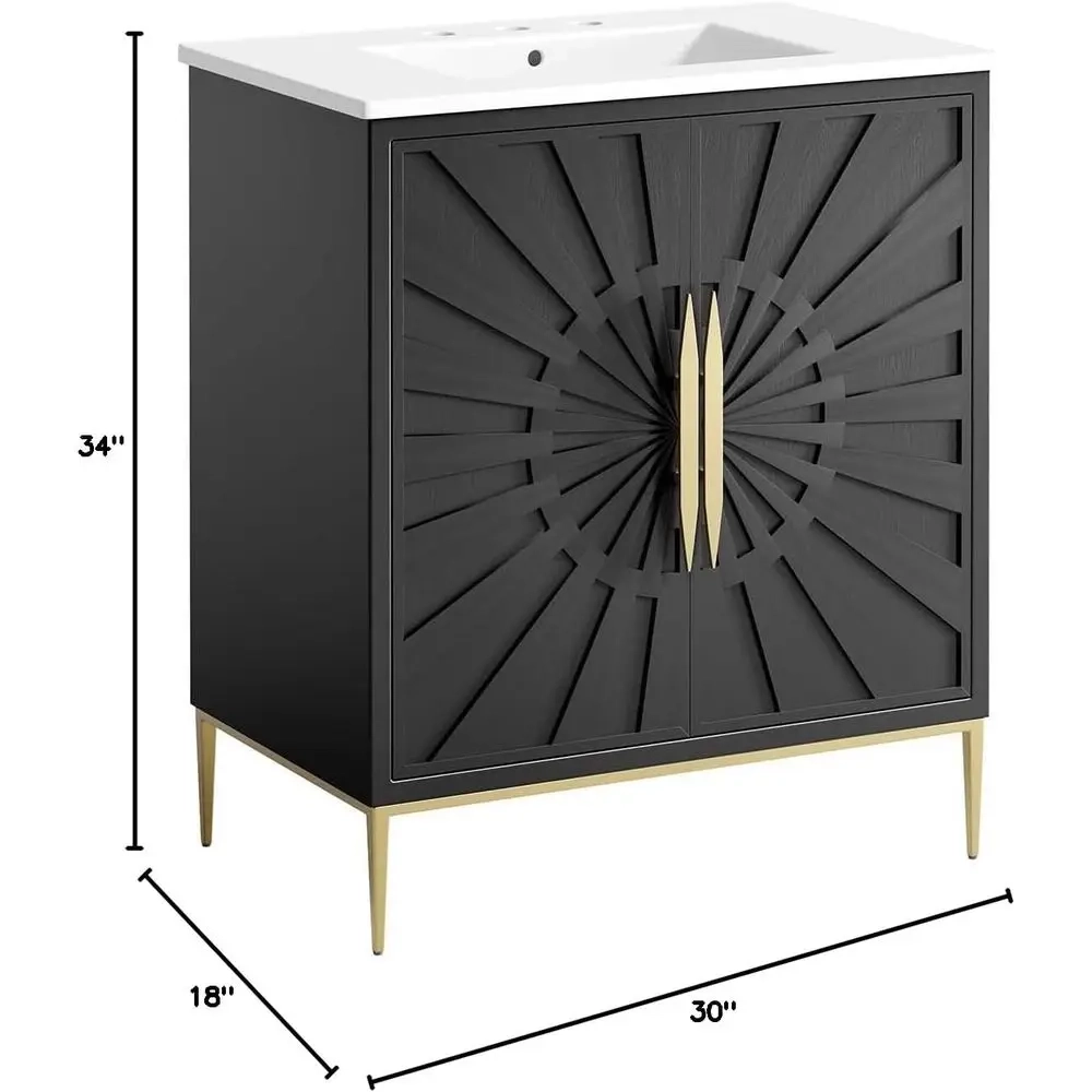 30" Bathroom Vanity Cabinet with Ceramic Sink - Image 3