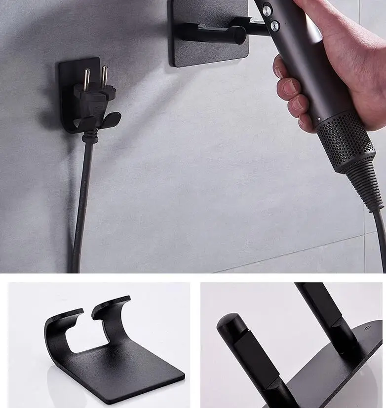 Aluminum Wall-Mount Hair Dryer Holder - Image 2