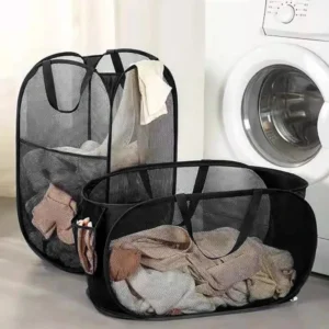 Foldable Mesh Laundry Basket with Handles and Large Capacity