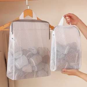Wall-Mounted Mesh Laundry Storage Bag with Zipper