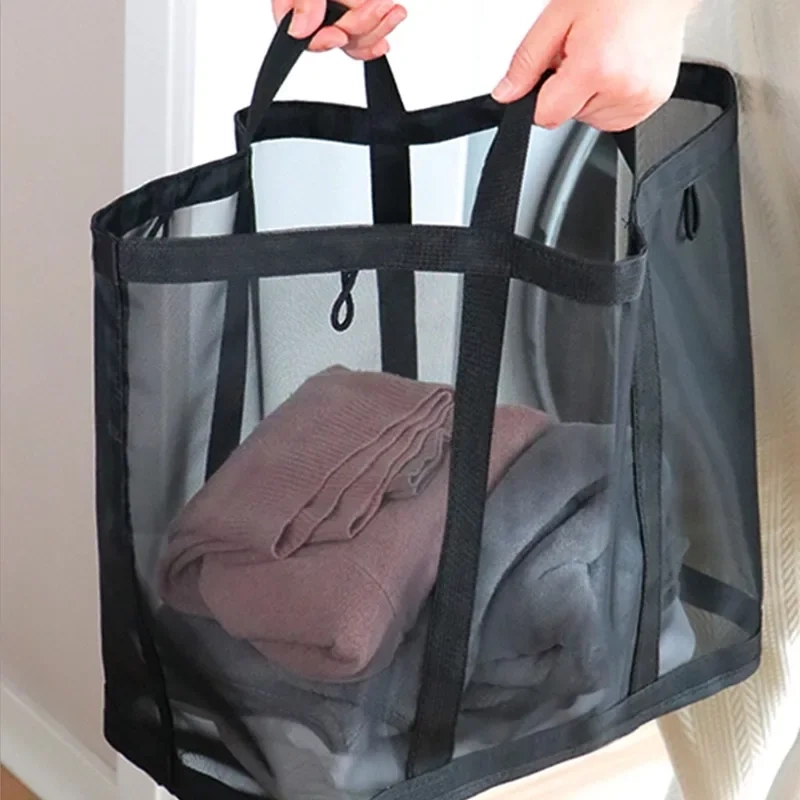 Large Capacity Foldable Mesh Laundry Storage Bag with Handles - Image 3
