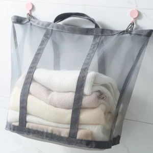 Large Capacity Foldable Mesh Laundry Storage Bag with Handles
