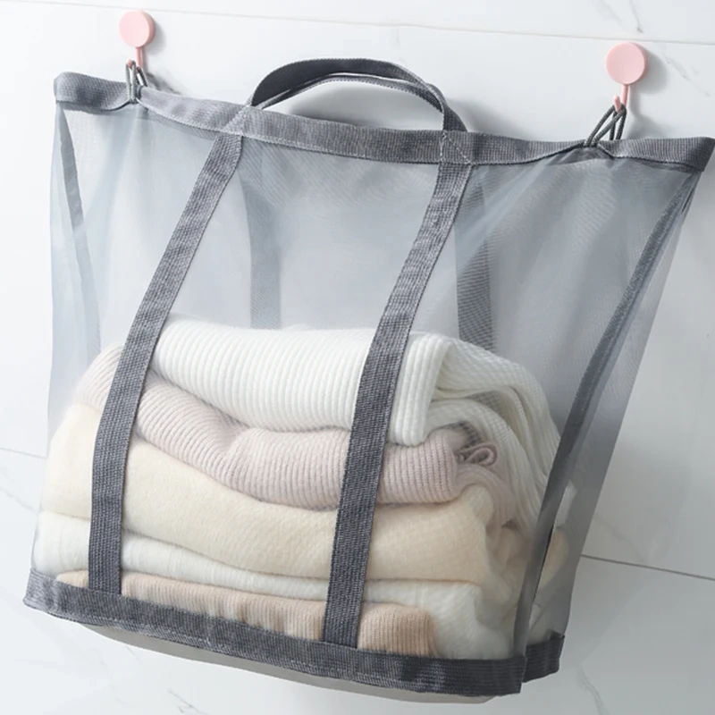 Large Capacity Foldable Mesh Laundry Storage Bag with Handles