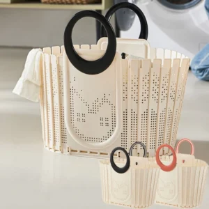 Collapsible Plastic Laundry Basket with Handles