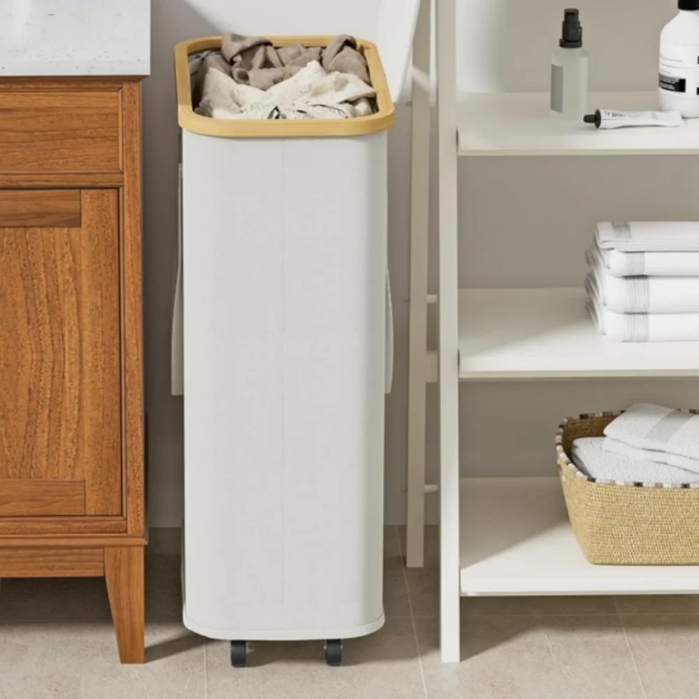 60L/100L Foldable Rolling Laundry Hamper with Detachable Liner