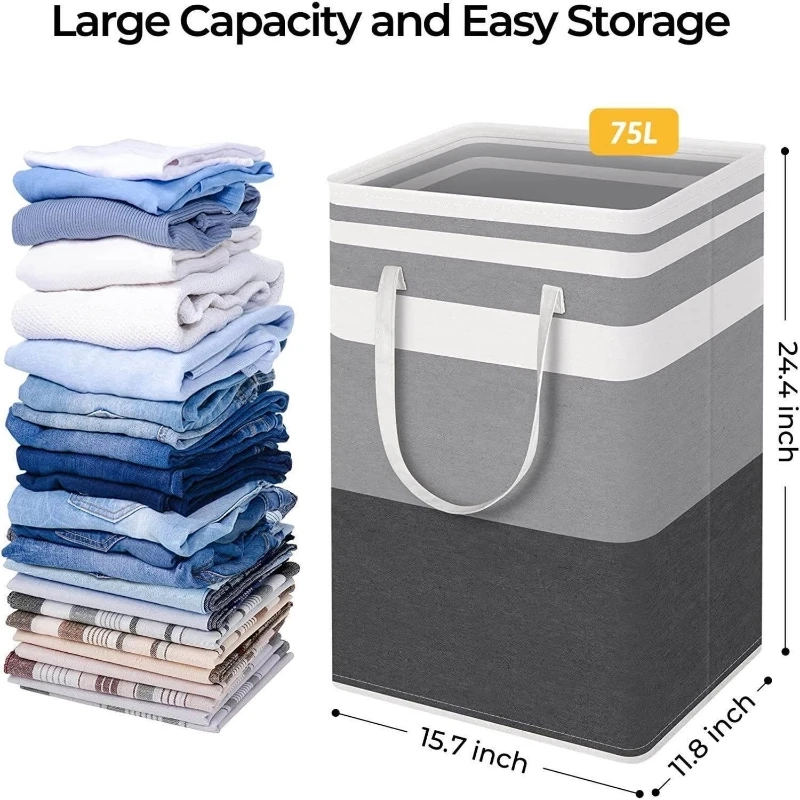 75L Foldable Laundry Hamper with Handles - Image 6