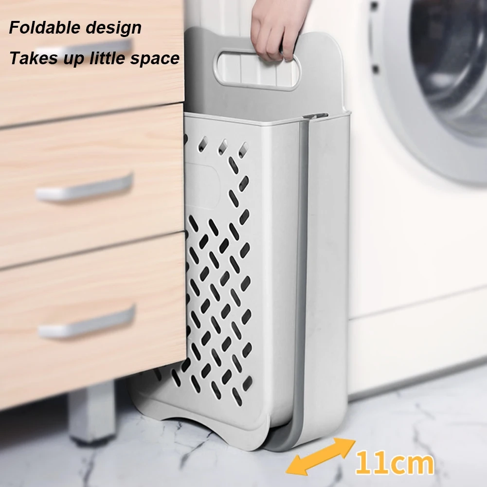 Foldable Ventilated Plastic Laundry Basket with Handles - Image 2