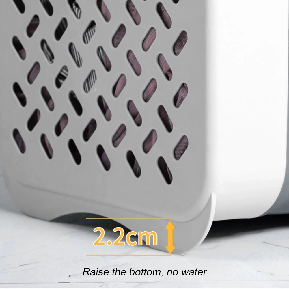 Foldable Ventilated Plastic Laundry Basket with Handles - Image 5