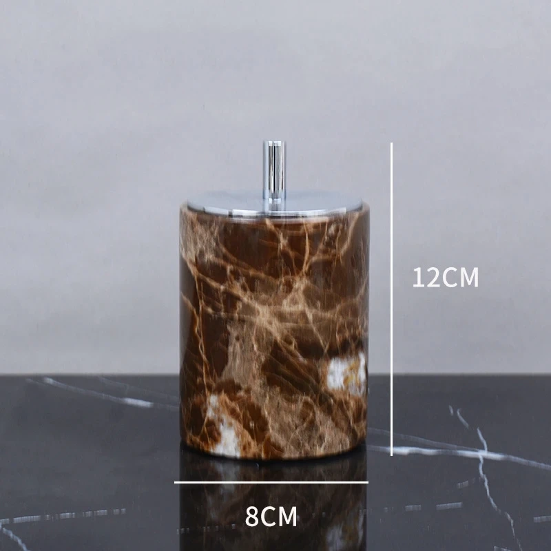 Dark Brown Natural Marble Bathroom Essentials Set - Image 9
