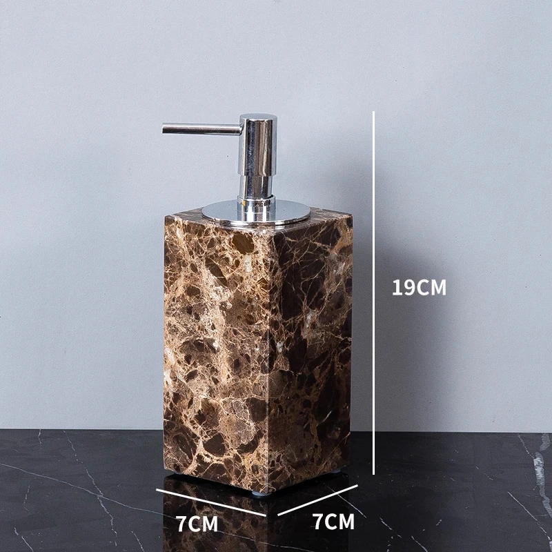 Dark Brown Natural Marble Bathroom Essentials Set - Image 3