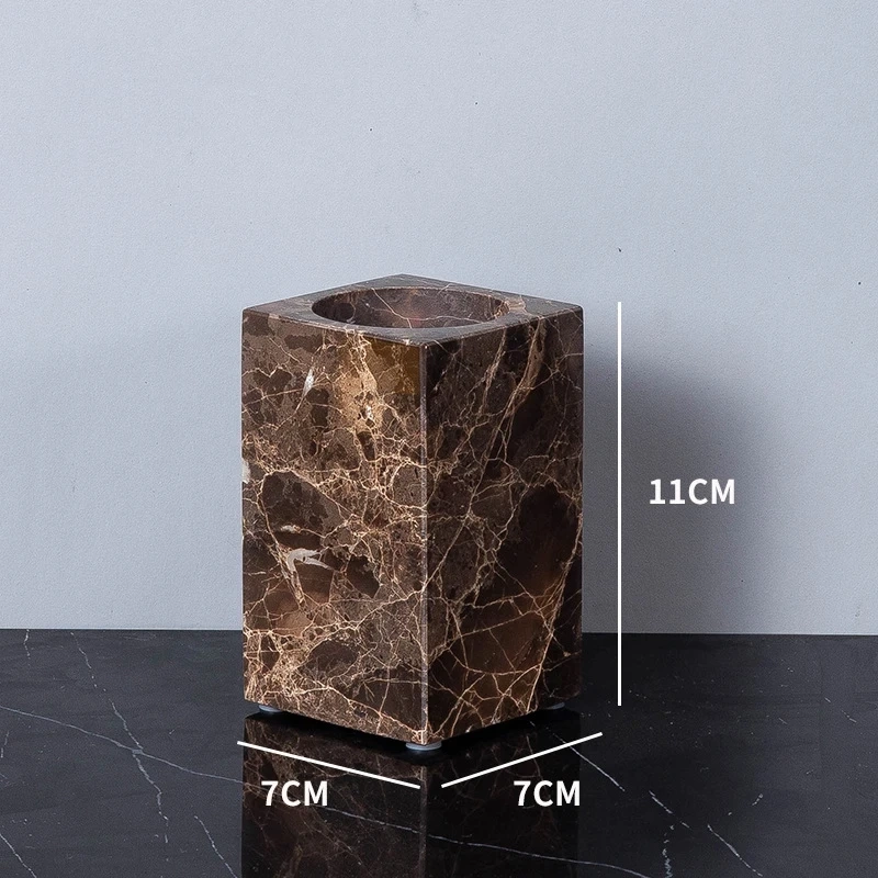 Dark Brown Natural Marble Bathroom Essentials Set - Image 5