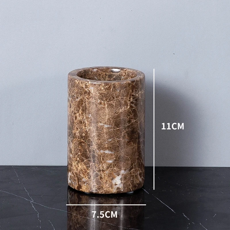 Dark Brown Natural Marble Bathroom Essentials Set - Image 7