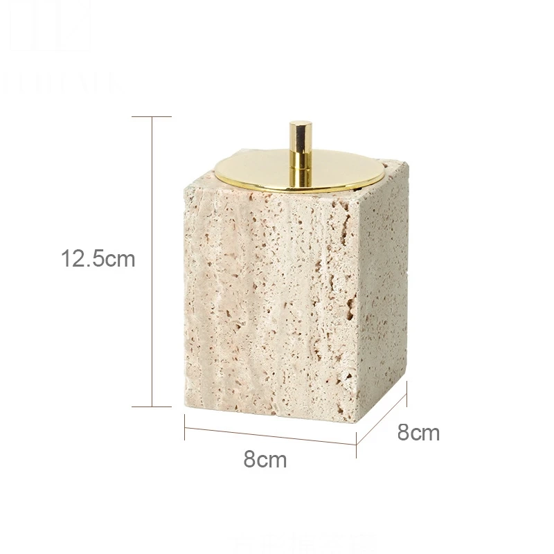 Beige Travertine Marble Bathroom Essentials Set - Image 12