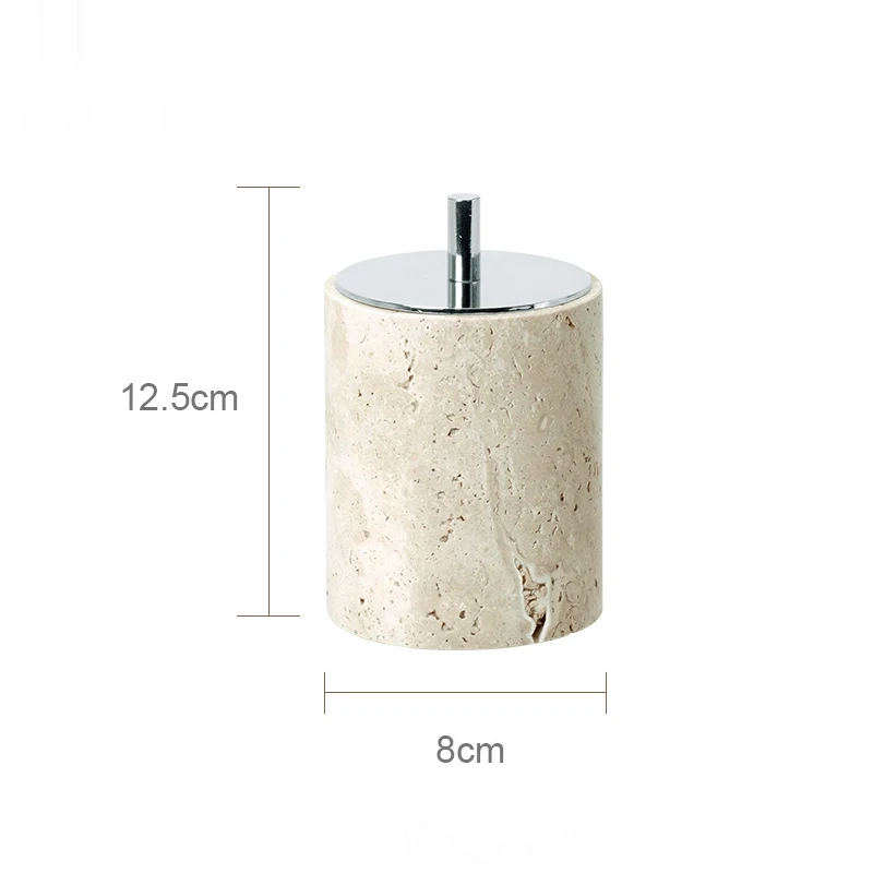 Beige Travertine Marble Bathroom Essentials Set - Image 15