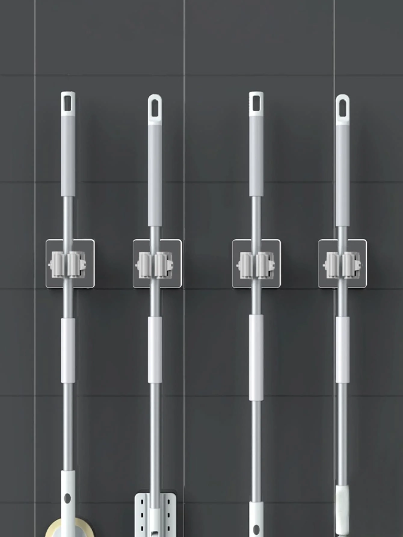 Clear Wall Mounted Mop Holder Clips - Image 2