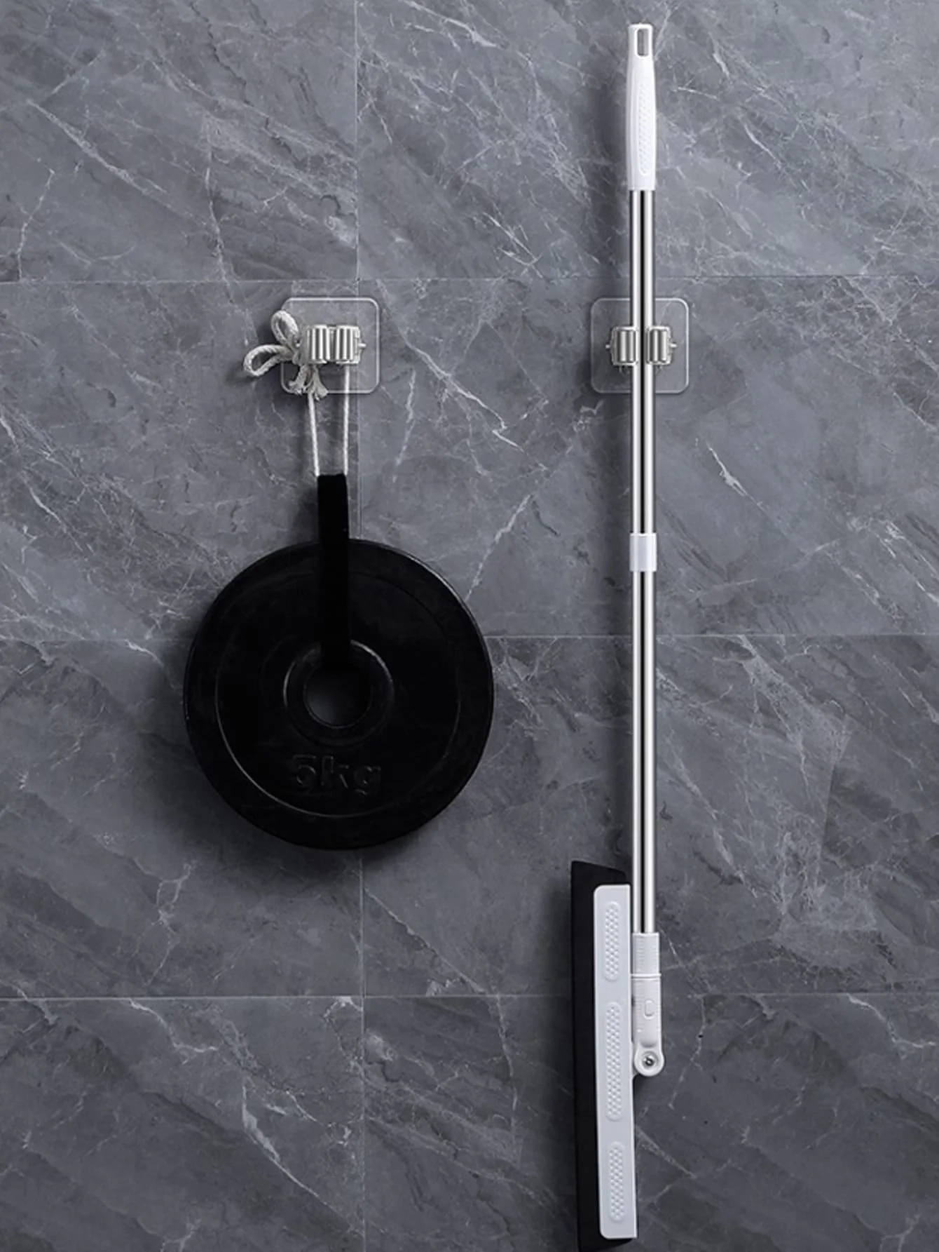 Clear Wall Mounted Mop Holder Clips - Image 3