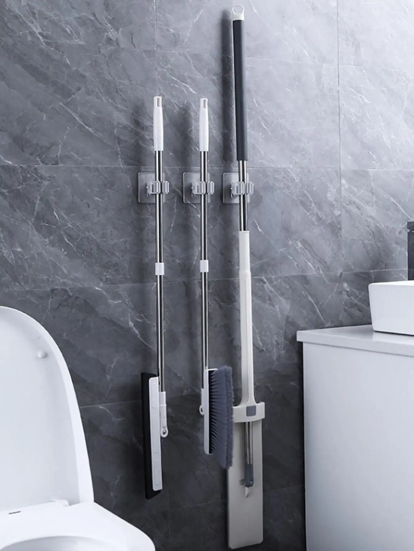 Clear Wall Mounted Mop Holder Clips - Image 4