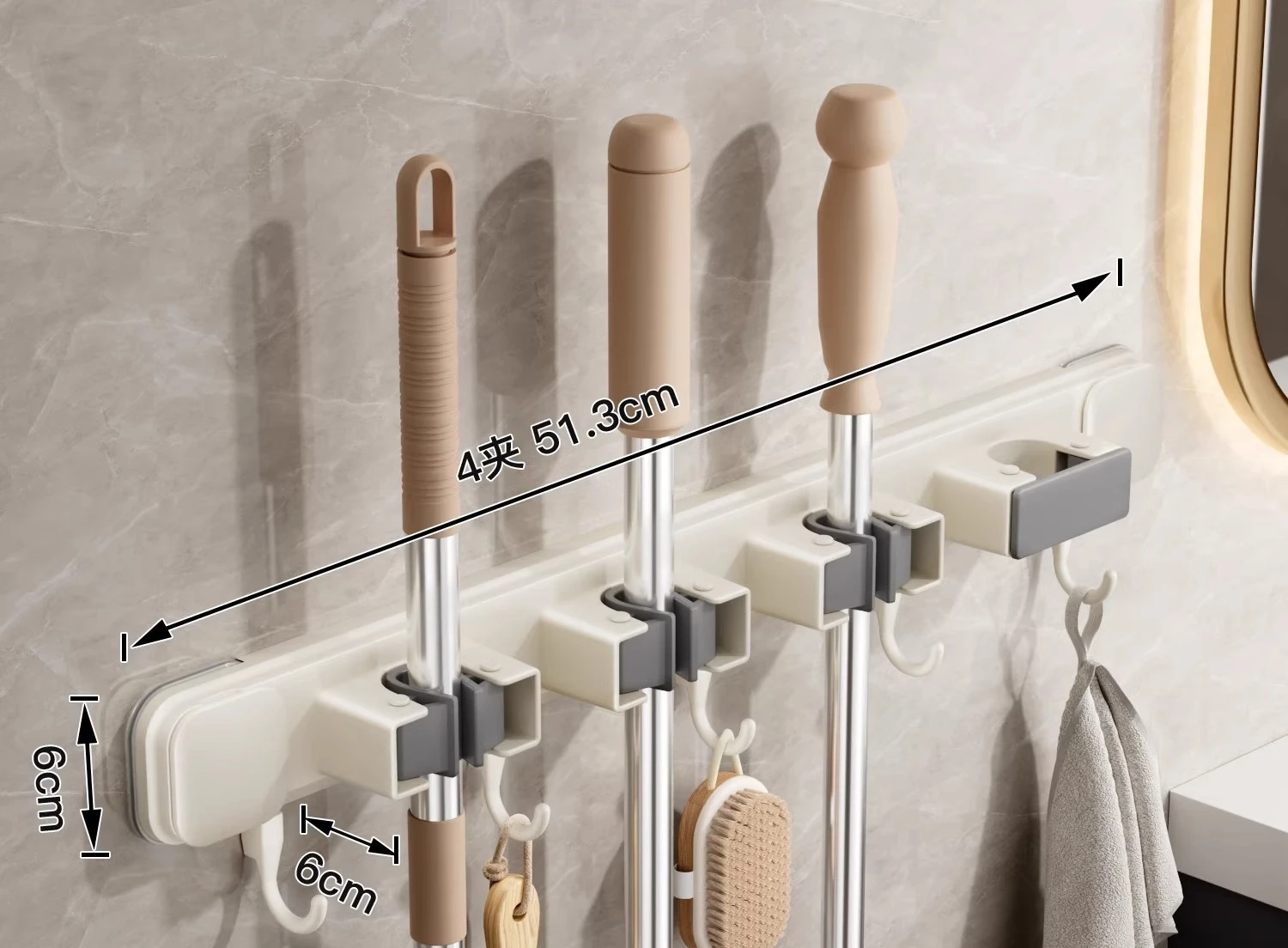 Suction Cup Mop Holder Rack - Image 9