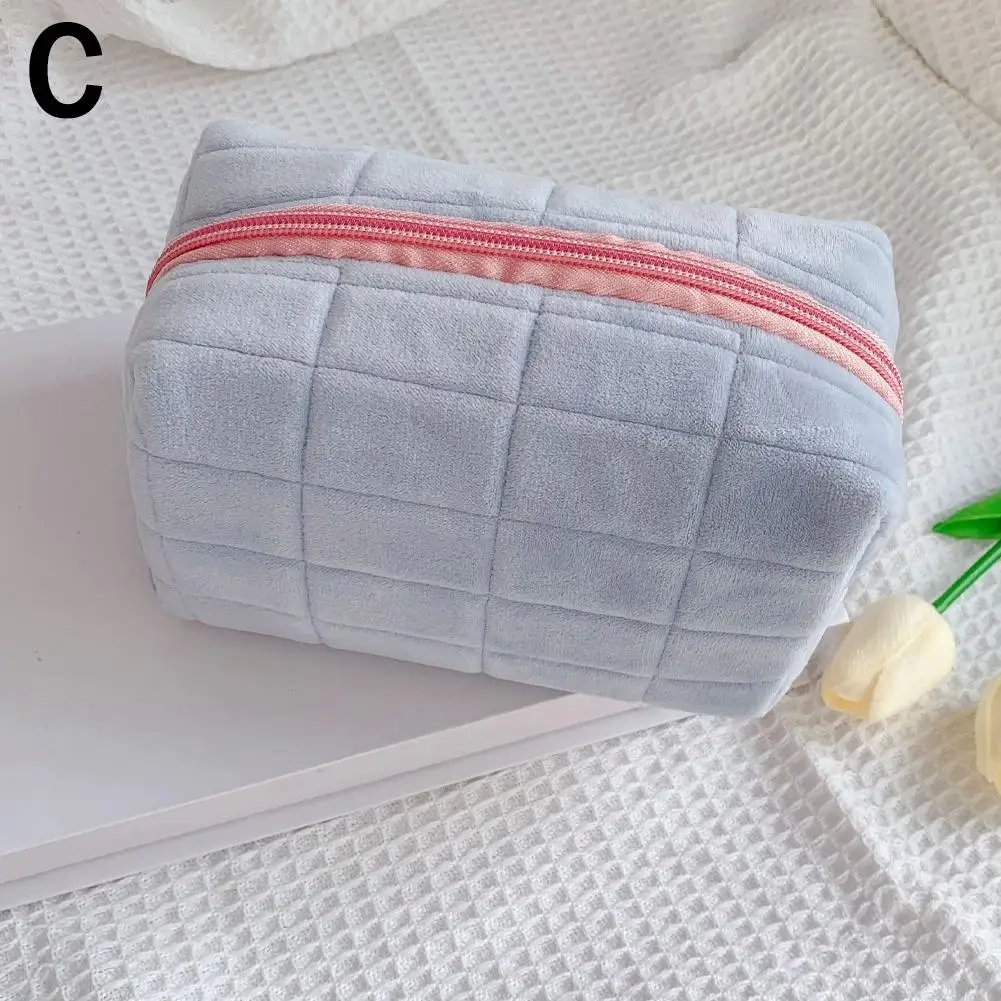 Small Plush Zipper Makeup Toiletry Bag - Image 3