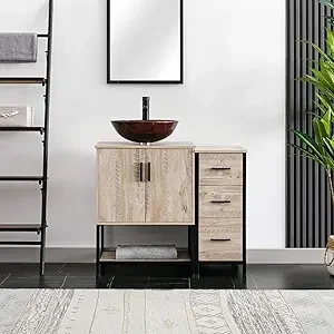 36-Inch Bathroom Vanity Cabinet with Vessel Sink and Side Storage - Image 9