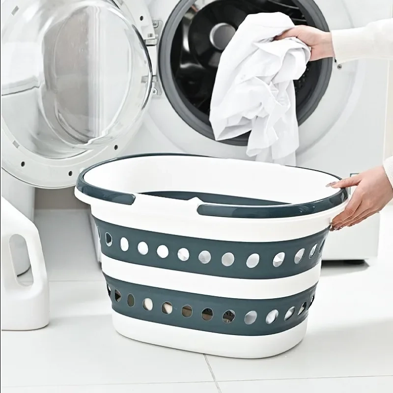 16L Collapsible Plastic Laundry Basket with Handles - Image 2