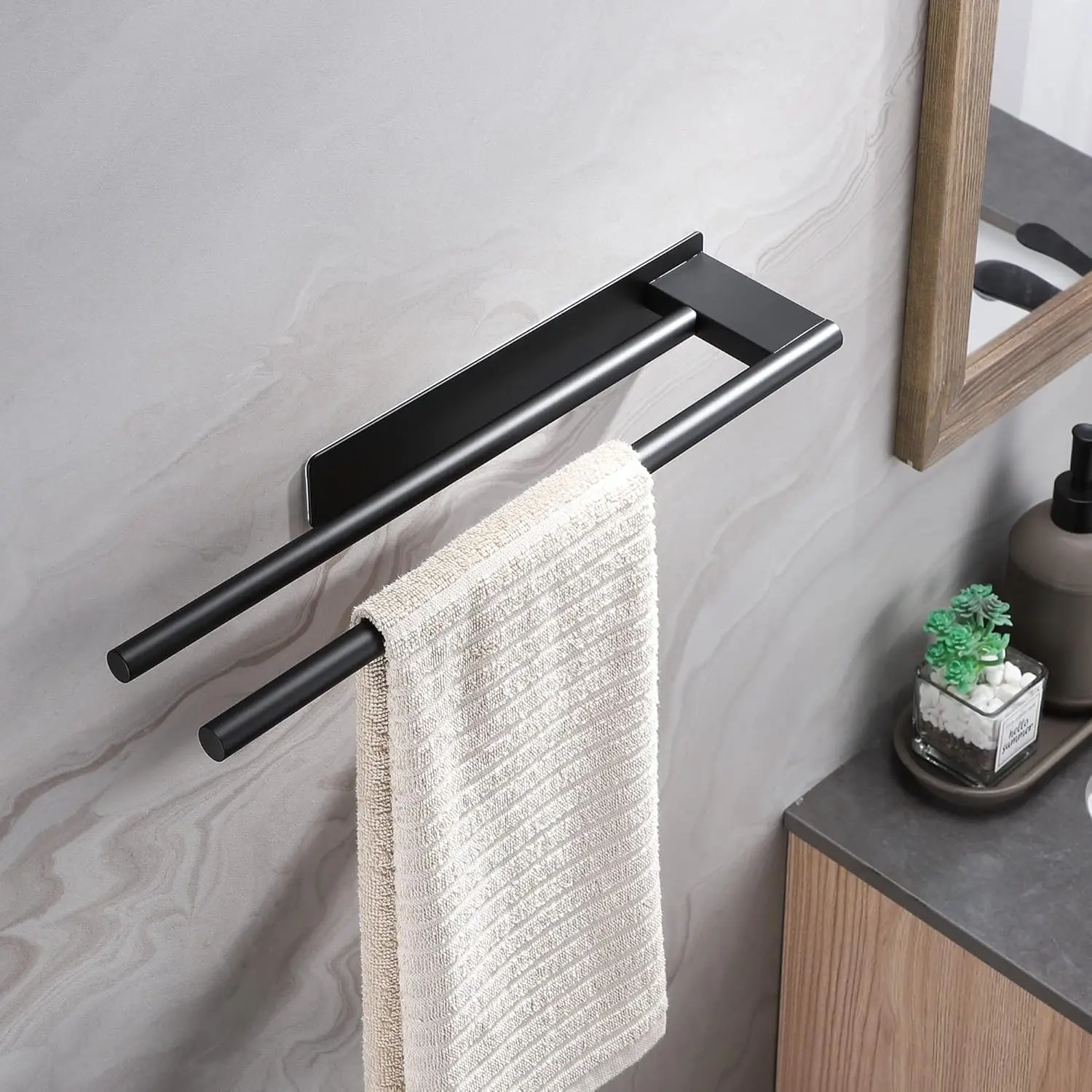 No-Drill Double Towel Bar