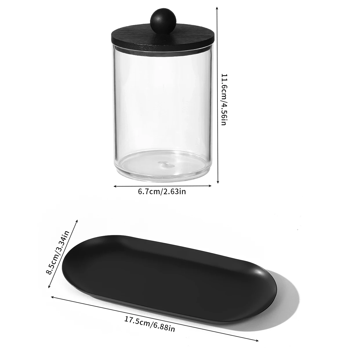 Clear Qtip Holder Jar Set with Optional Tray - Image 5