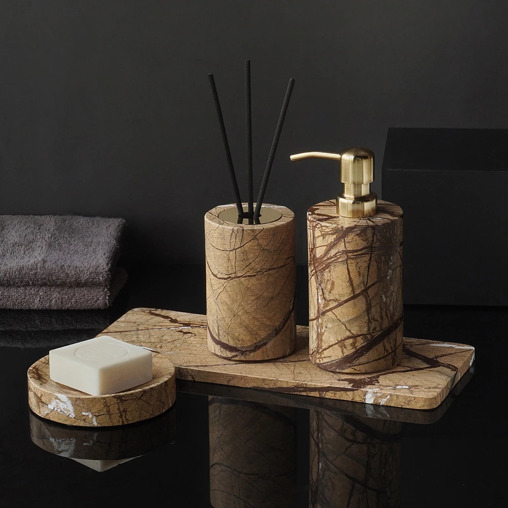 Rainforest Brown Natural Marble Bathroom Accessory Collection - Image 3