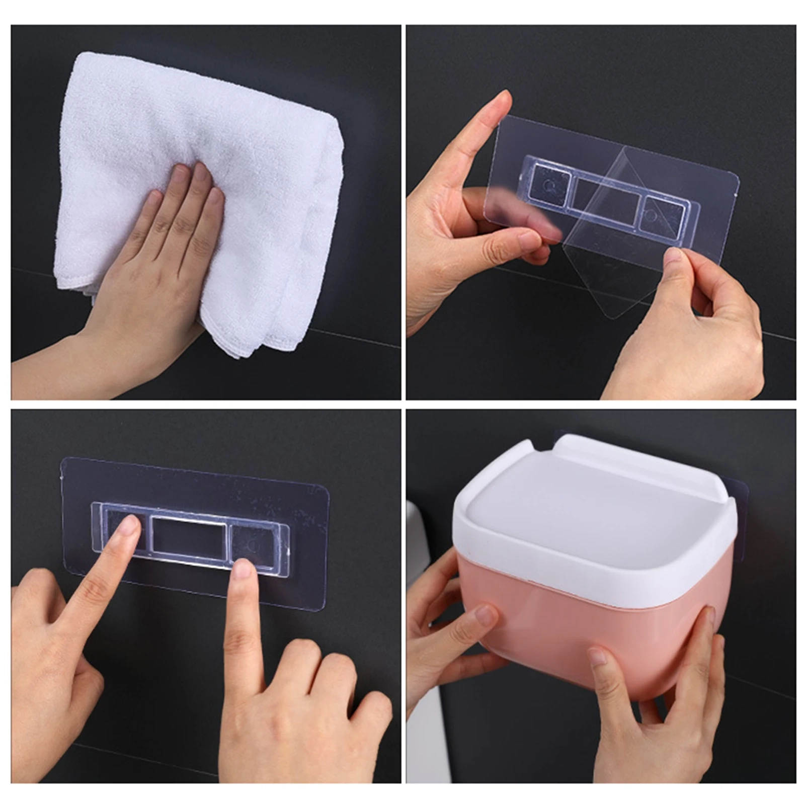 No-Drill Toilet Paper Holder Box with Shelf - Image 6