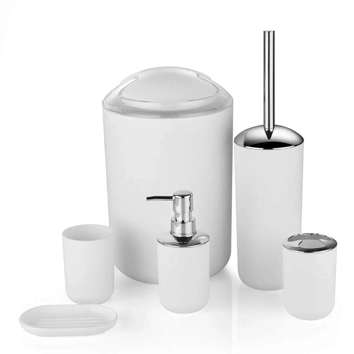 4/6-Piece Modern Plastic Bathroom Essentials Set - Image 3
