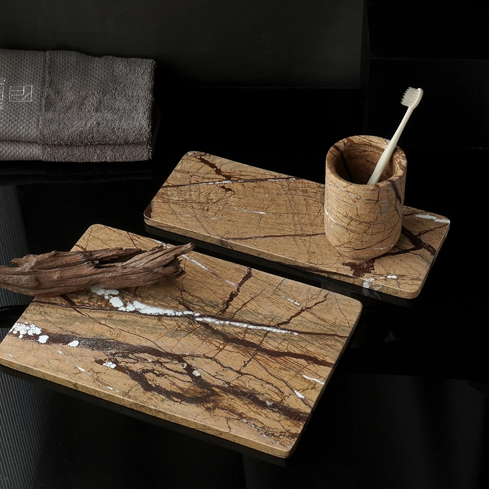 Rainforest Brown Natural Marble Bathroom Accessory Collection - Image 5