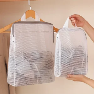 Wall-Mounted Mesh Laundry Storage Bag with Zipper