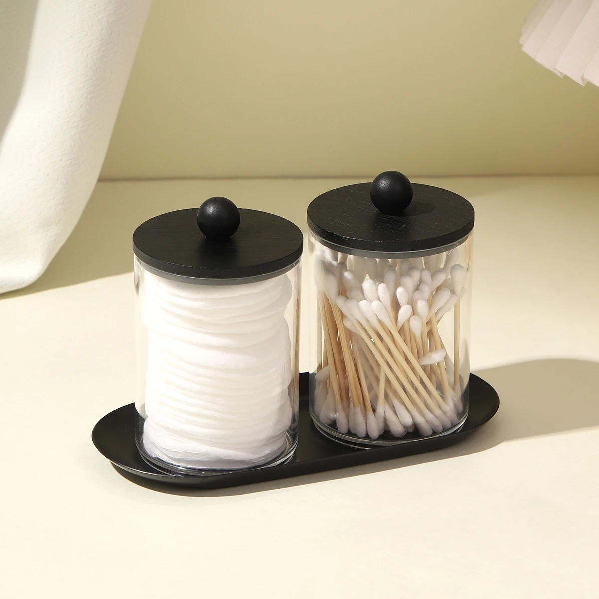 Clear Qtip Holder Jar Set with Optional Tray - Image 2