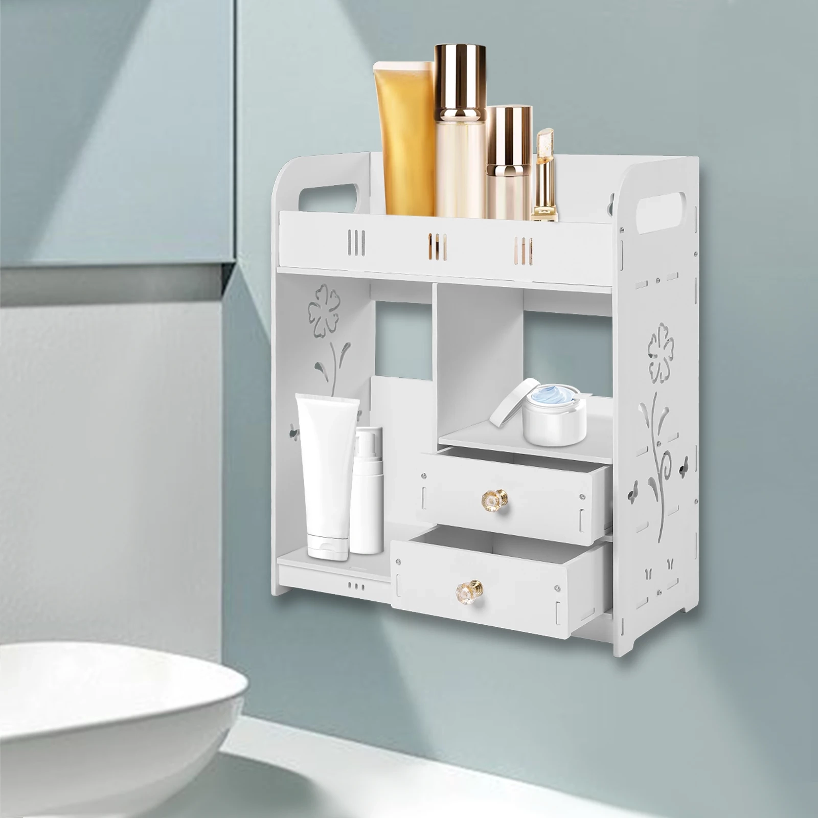 Wall Mounted Storage Cabinet with Drawers - Image 2