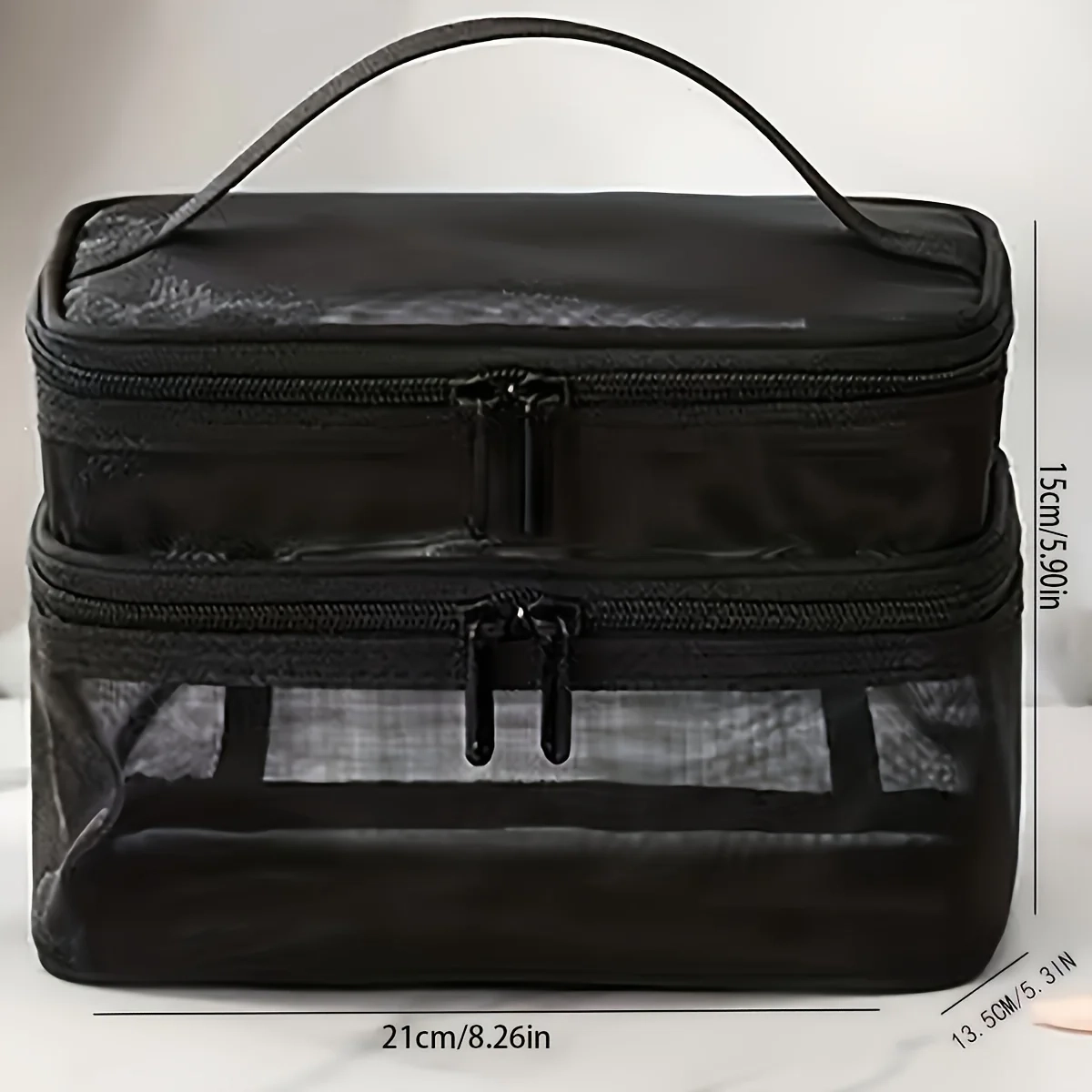 Double Layer Transparent Mesh Toiletry Bag - Image 4