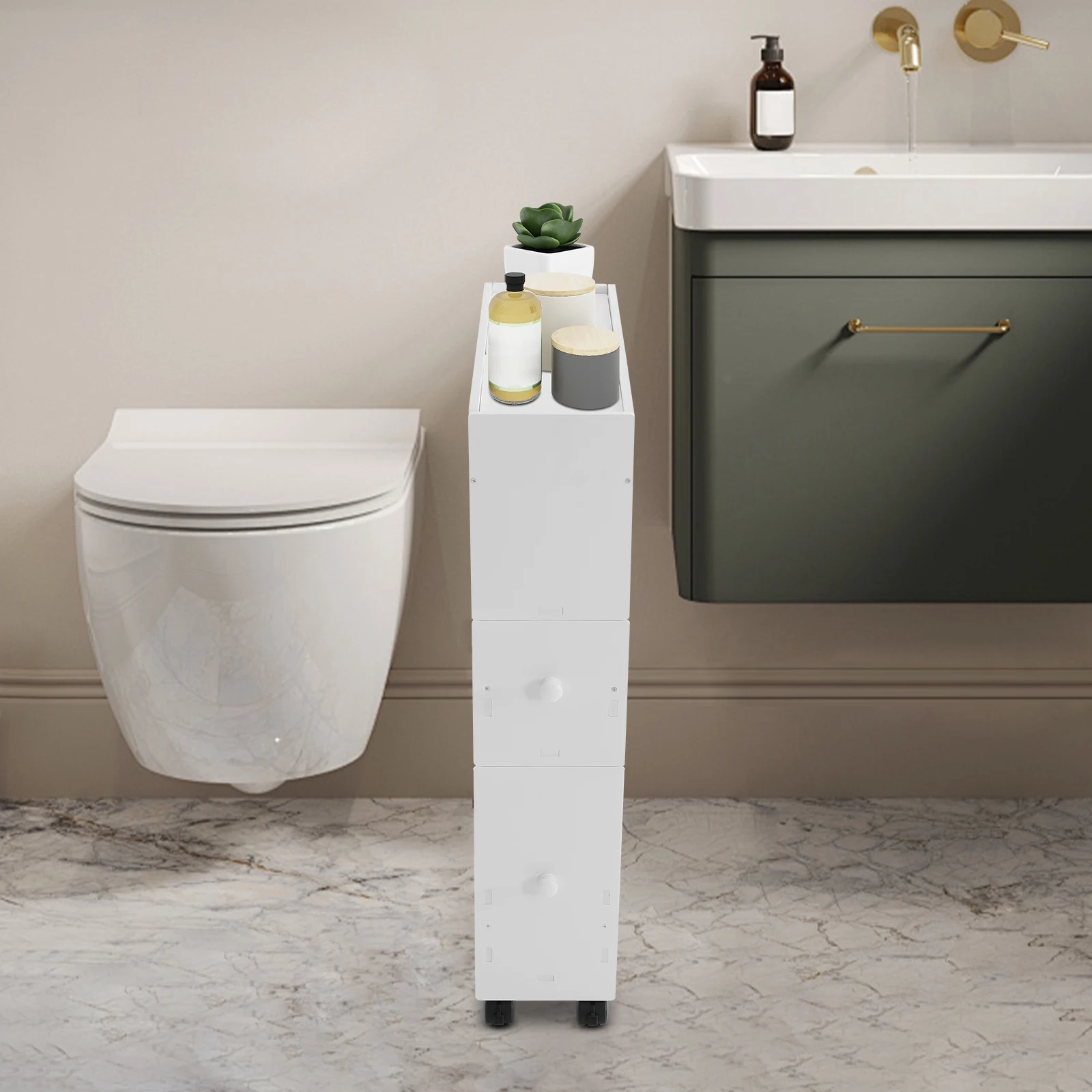 Slim Rolling Bathroom Storage Cabinet - Image 6