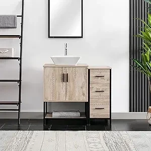 36-Inch Bathroom Vanity Cabinet with Vessel Sink and Side Storage - Image 13