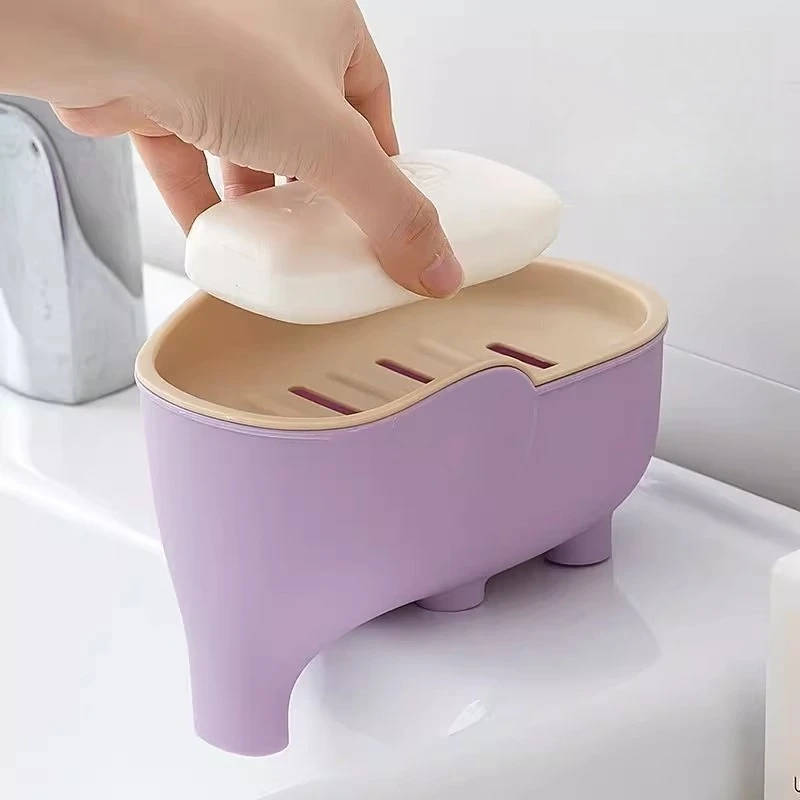 Double-Layer Elephant Soap Holder with Drain Rack
