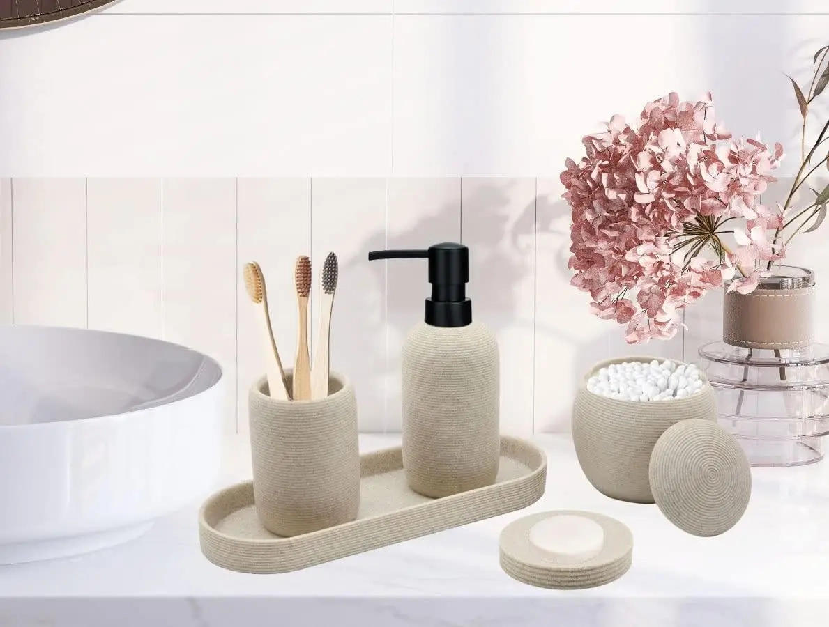 5-Piece Stone-Look Bathroom Essentials Set - Image 2