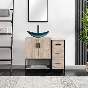 36-Inch Bathroom Vanity Cabinet with Vessel Sink and Side Storage - Image 8