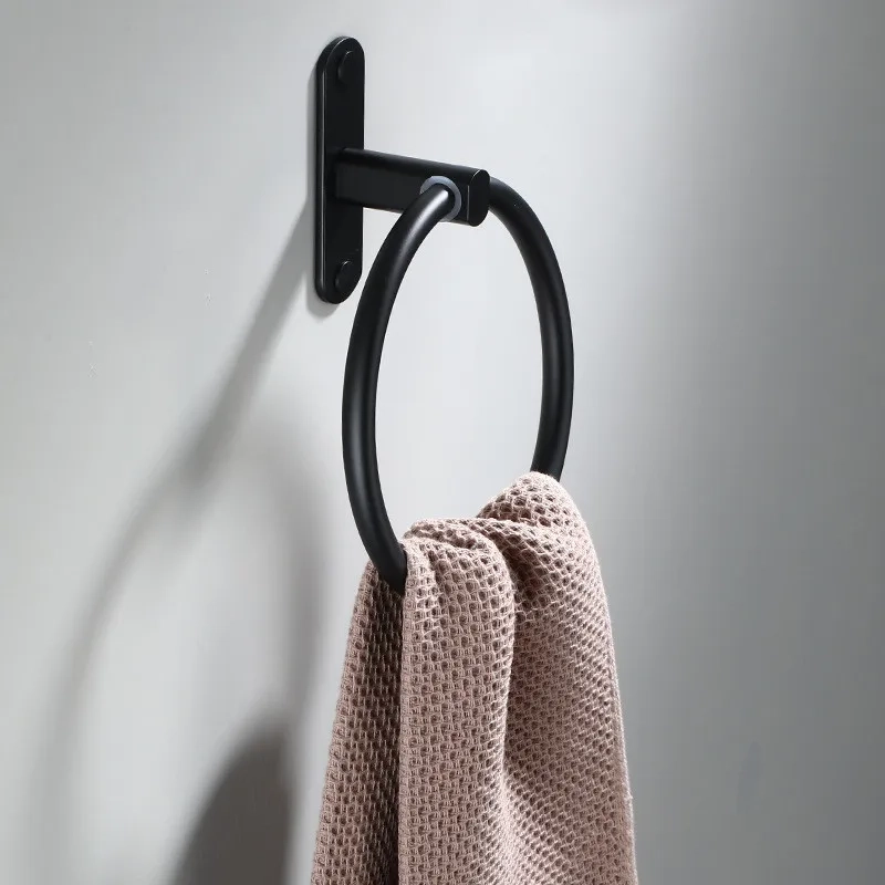 Black Wall-Mounted Towel Bar