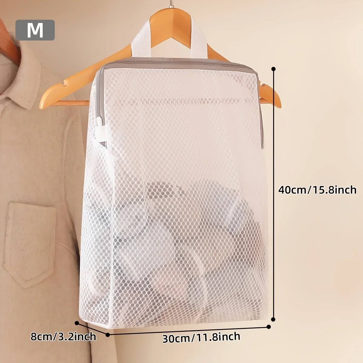 Wall-Mounted Mesh Laundry Storage Bag with Zipper - Image 8