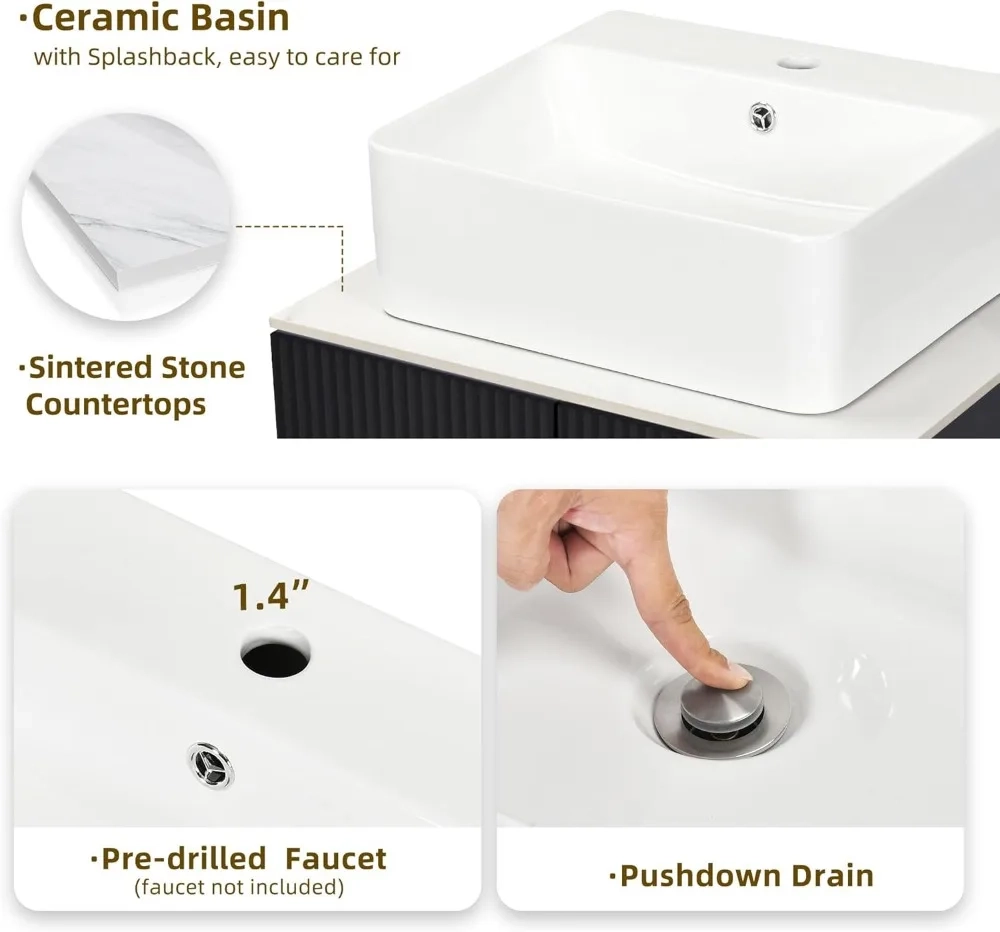 24-Inch Modern Bathroom Vanity with Ceramic Sink and Storage Cabinet - Image 3