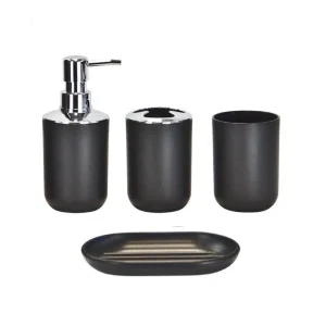 4-Piece Modern Plastic Bathroom Essentials Set