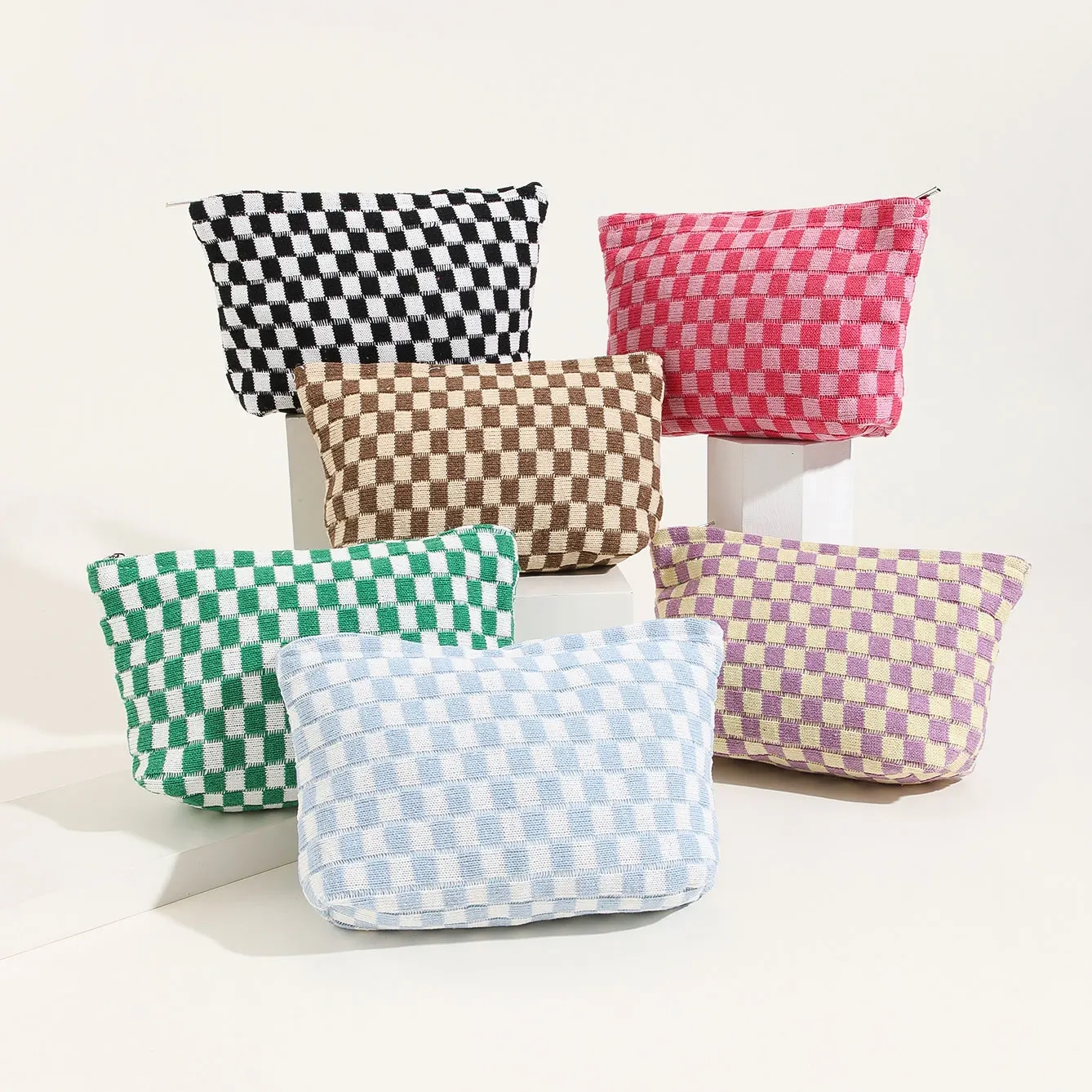 Checkerboard Travel Makeup Toiletry Bag